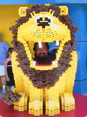 Ron in a Lego lion's mouth